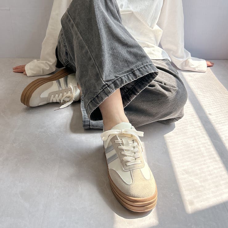 異素材コンビ ダブルライン プラットフォームスニーカー | Noubel Voug Relax | 詳細画像17 