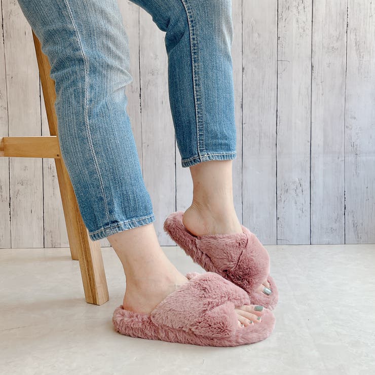 ピンク | もこもこ クロス スライダー サンダル | Noubel Voug Relax