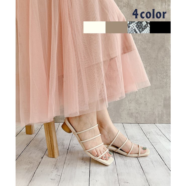 スクエアトゥ 細ストラップサンダル | Noubel Voug Relax | 詳細画像1 