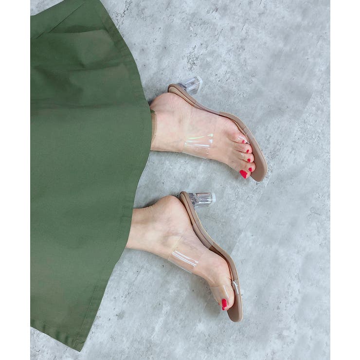 グレージュ | クリアヒールミュールサンダル | Noubel Voug Relax