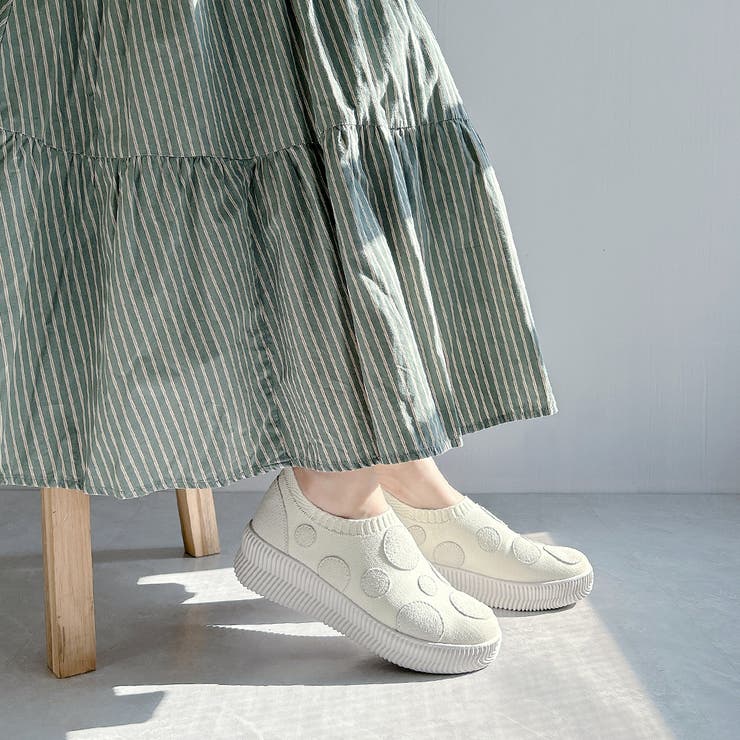 洗える 超軽量 厚底 ドット ニットスニーカー | Noubel Voug Relax | 詳細画像10 