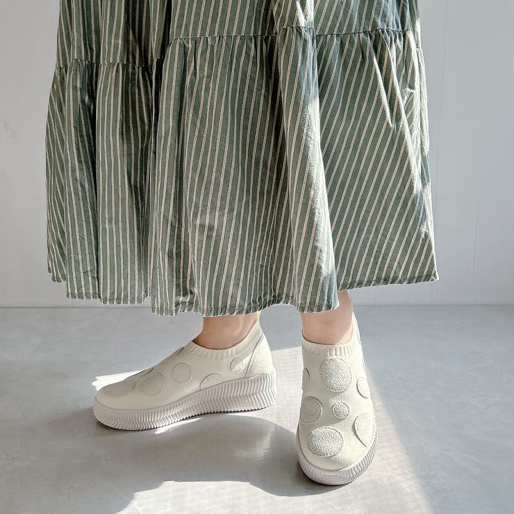 洗える 超軽量 厚底 ドット ニットスニーカー | Noubel Voug Relax | 詳細画像9 