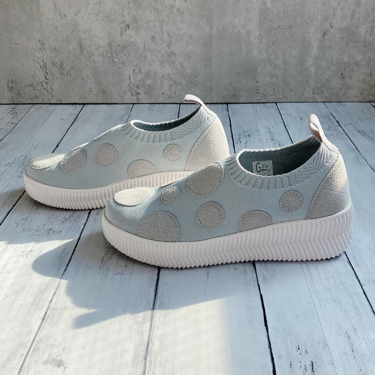 ライトグレー | 洗える 超軽量 厚底 ドット ニットスニーカー | Noubel Voug Relax