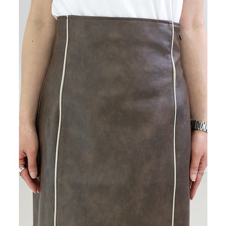 フェイクレザーパイピングロングスカート | FUNNY COMPANY＋  | 詳細画像21 