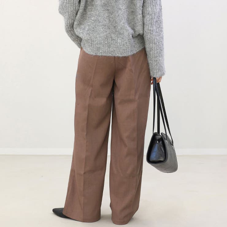LANDLORD ブラウン ワイドパンツ エステルツイルタックワイドパンツ[品番：FNYW0003535]｜FUNNY
