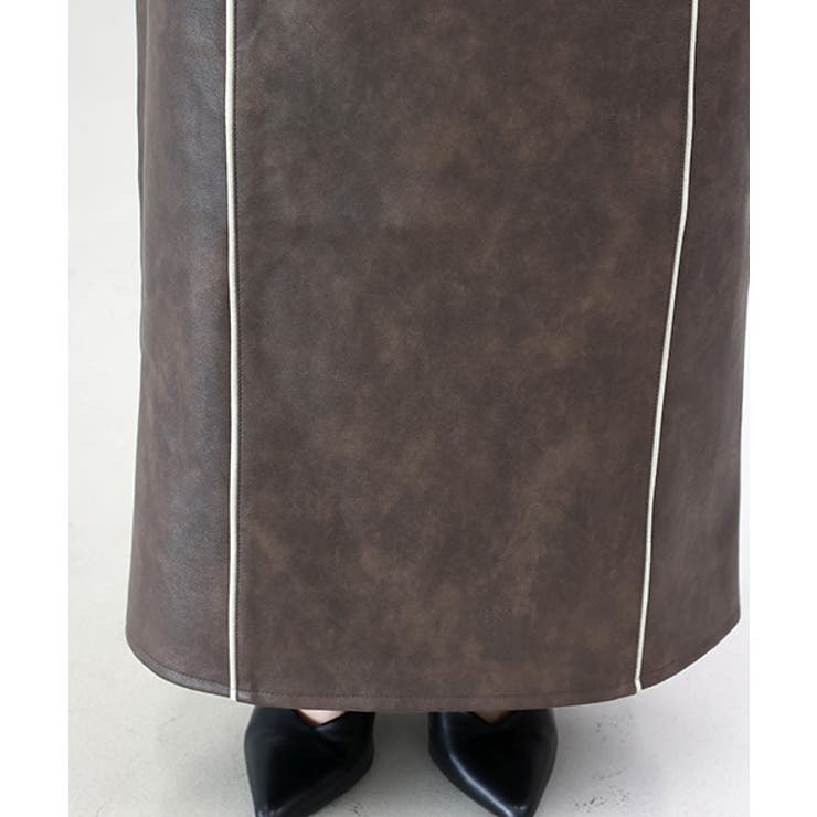 フェイクレザーパイピングロングスカート | FUNNY COMPANY＋  | 詳細画像22 