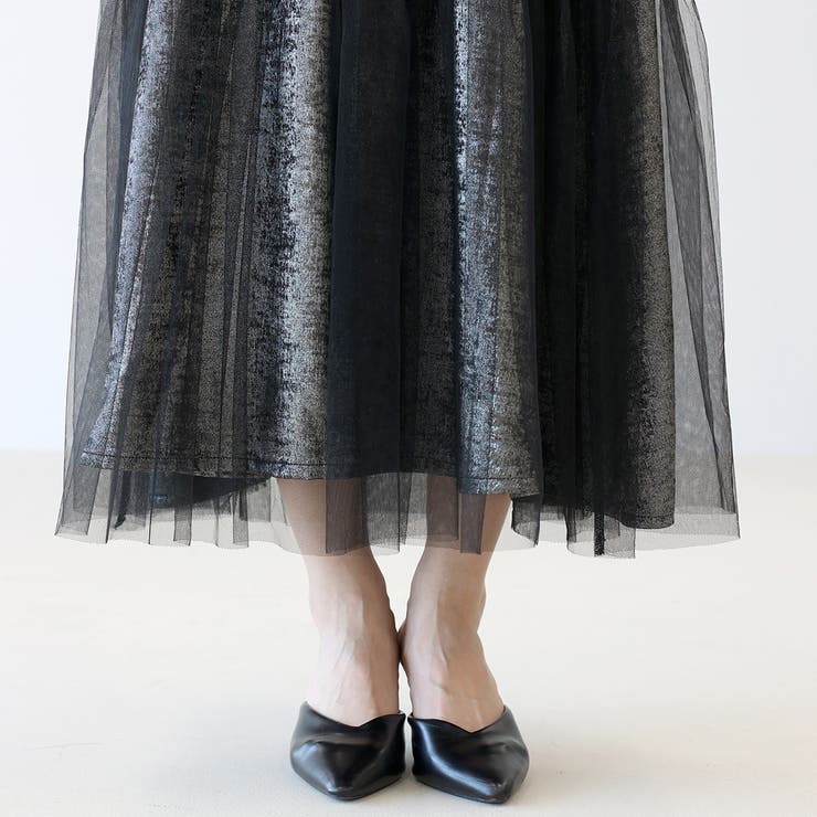 メタリックｘチュール重ねロングスカート | FUNNY COMPANY＋  | 詳細画像23 
