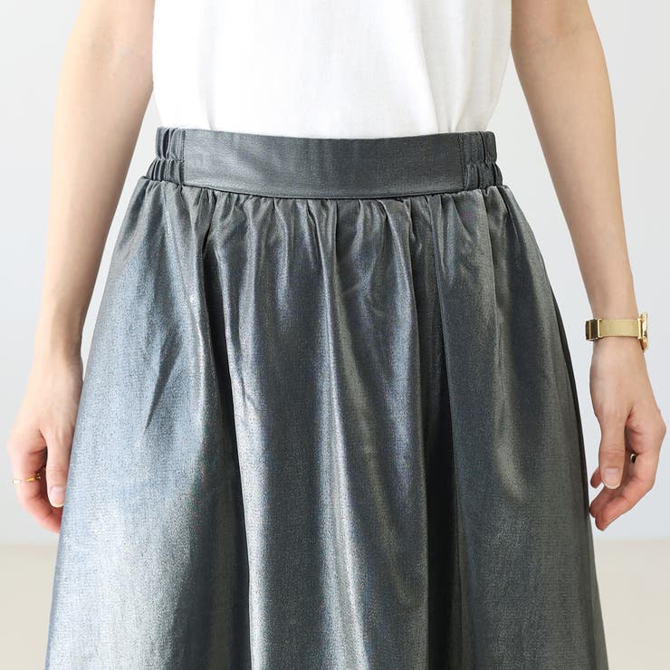 メタリックギャザーフレアスカート | FUNNY COMPANY＋  | 詳細画像21 