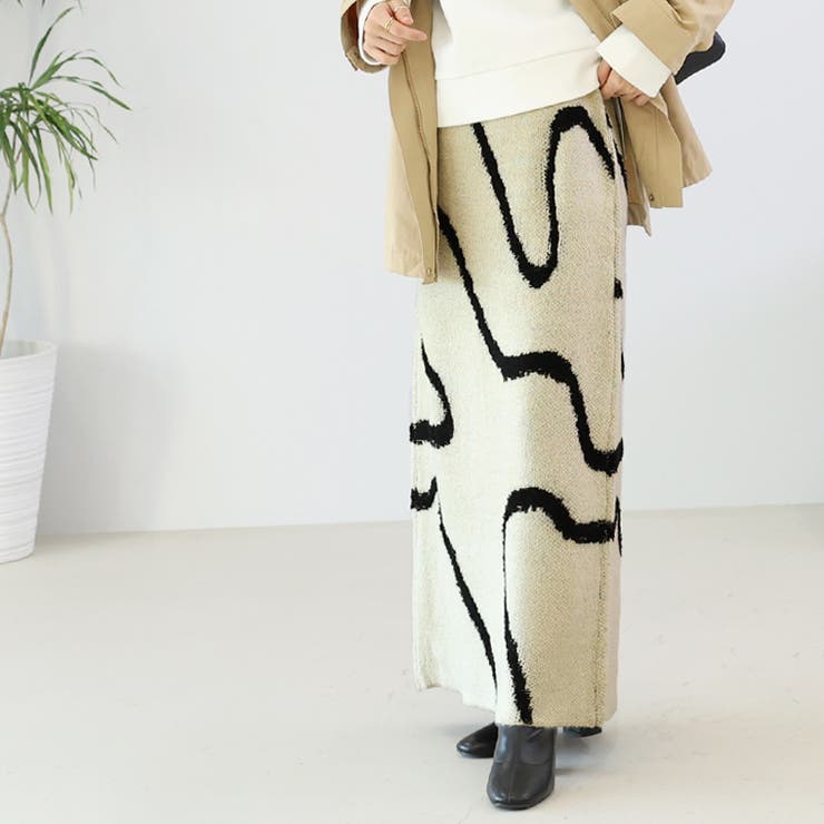 ラインジャガードロングニットスカート | FUNNY COMPANY＋  | 詳細画像7 