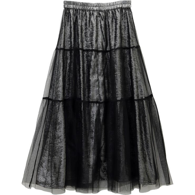 メタリックｘチュール重ねロングスカート | FUNNY COMPANY＋  | 詳細画像25 