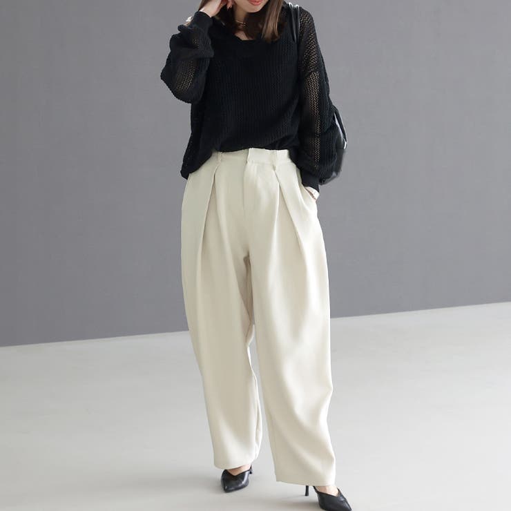 エステルツイルディープタックカーブパンツ | FUNNY COMPANY＋  | 詳細画像3 