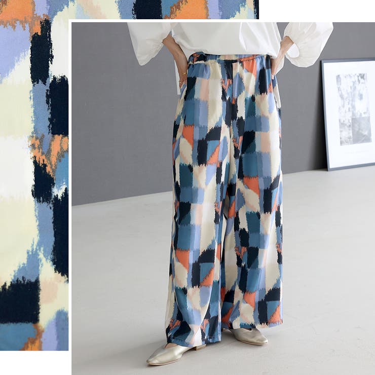 ニュアンス柄イージーワイドパンツ | FUNNY COMPANY＋  | 詳細画像6 