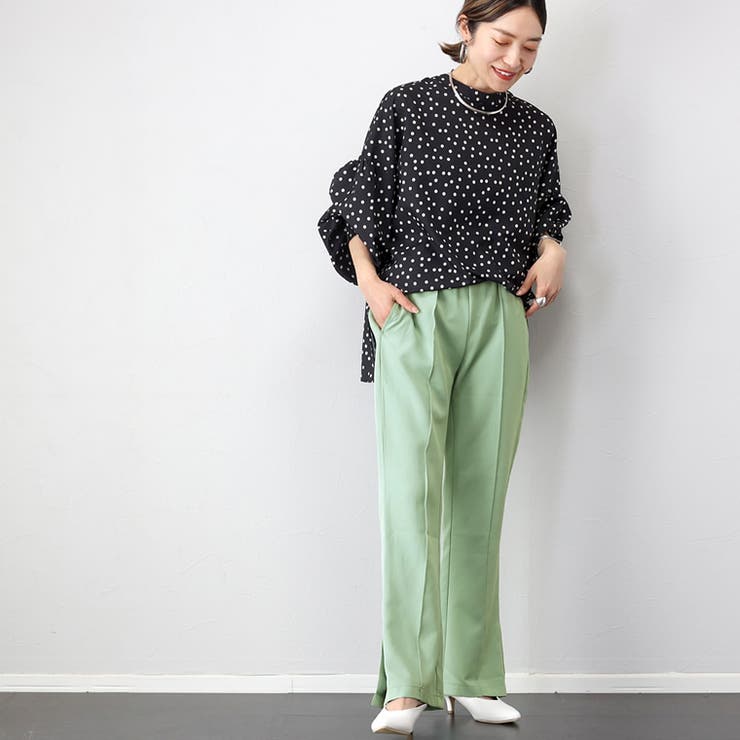 スリット入りセンターシームドロストパンツ