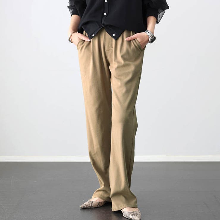 裏起毛極伸びストレッチストレートパンツ