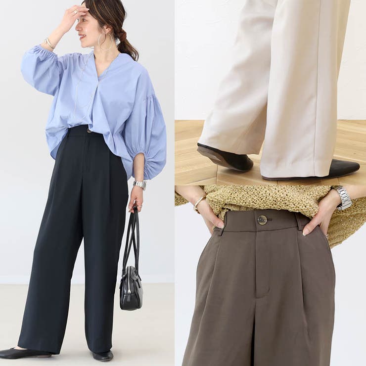 杢調ツイルタックワイドパンツ | FUNNY COMPANY＋  | 詳細画像5 