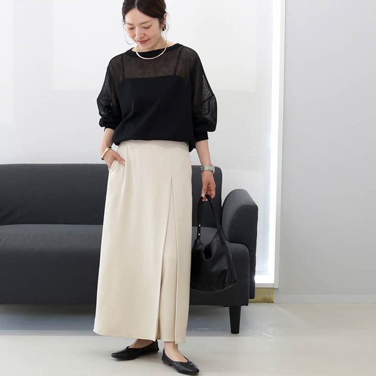 杢調ツイルタックロングスカート