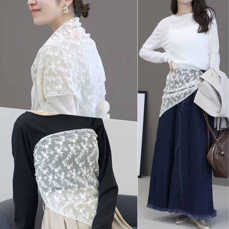 チュールフラワーレース三角スカーフ | FUNNY COMPANY＋  | 詳細画像4 