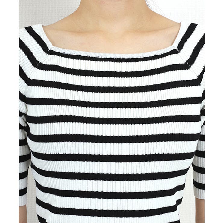 スクエアネックボーダーニットプルオーバー | FUNNY COMPANY＋  | 詳細画像20 