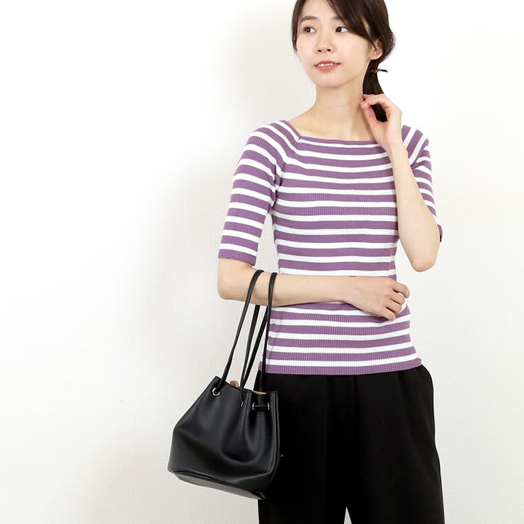 スクエアネックボーダーニットプルオーバー | FUNNY COMPANY＋  | 詳細画像5 