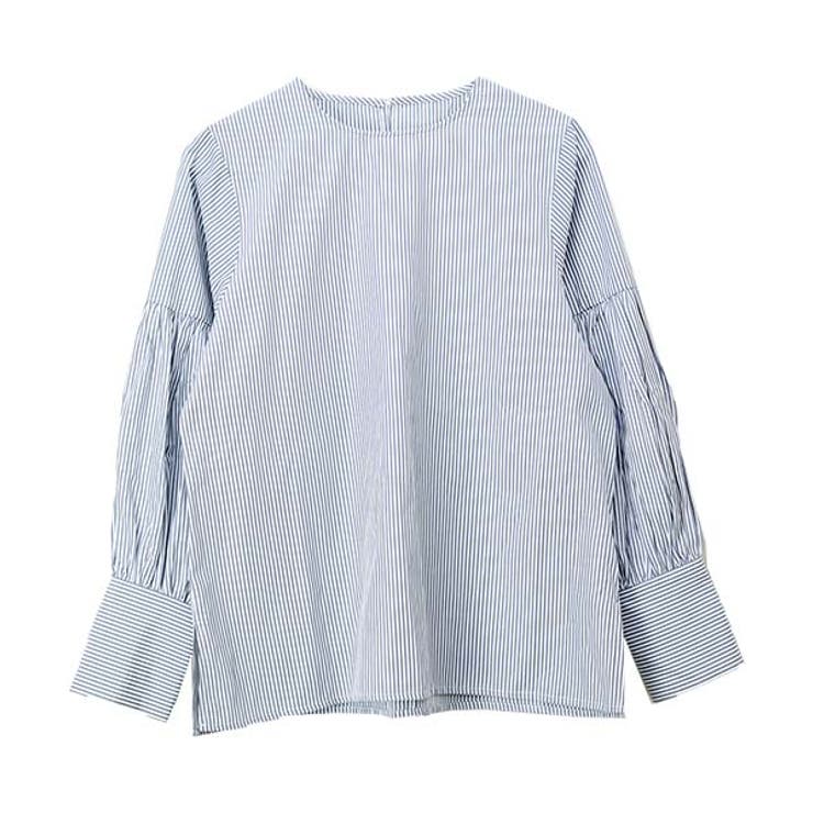 T/Cストライプサイドスリット袖ギャザーブラウス | FUNNY COMPANY＋  | 詳細画像24 