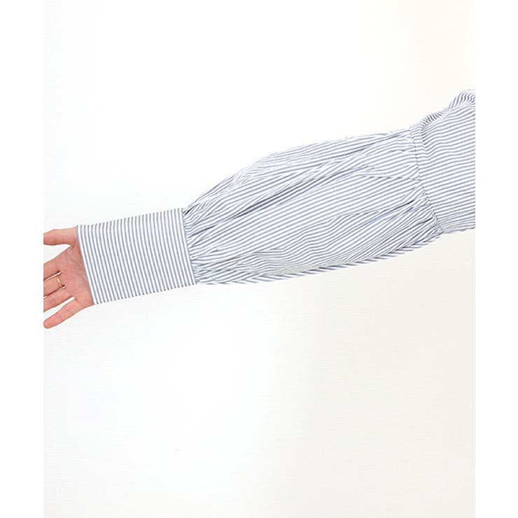 T/Cストライプサイドスリット袖ギャザーブラウス | FUNNY COMPANY＋  | 詳細画像21 