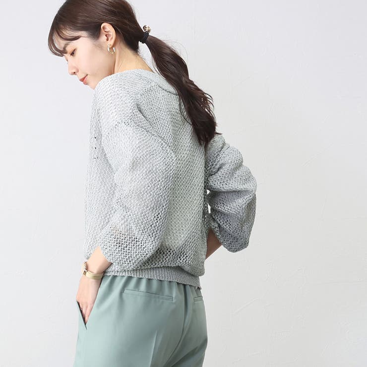 メッシュ編みジップブルゾン