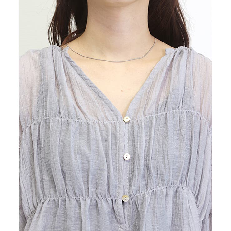 シワ加工キーネックシアーギャザーブラウス | FUNNY COMPANY＋  | 詳細画像21 