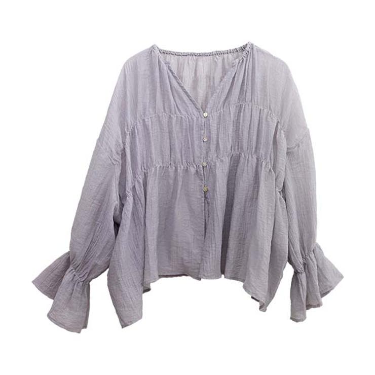 シワ加工キーネックシアーギャザーブラウス | FUNNY COMPANY＋  | 詳細画像25 