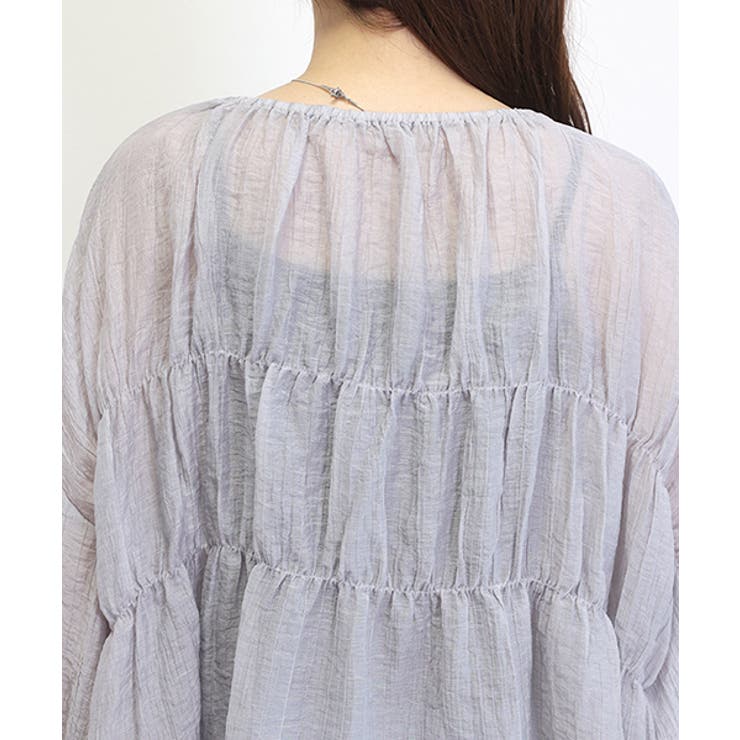 シワ加工キーネックシアーギャザーブラウス | FUNNY COMPANY＋  | 詳細画像24 