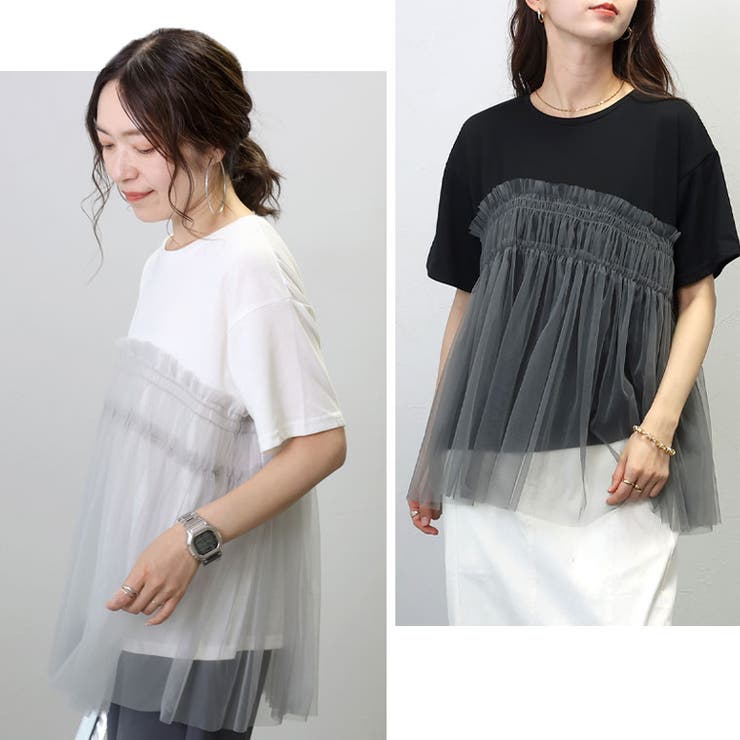 T/C天竺ｘチュールドッキングカットソー | FUNNY COMPANY＋  | 詳細画像3 