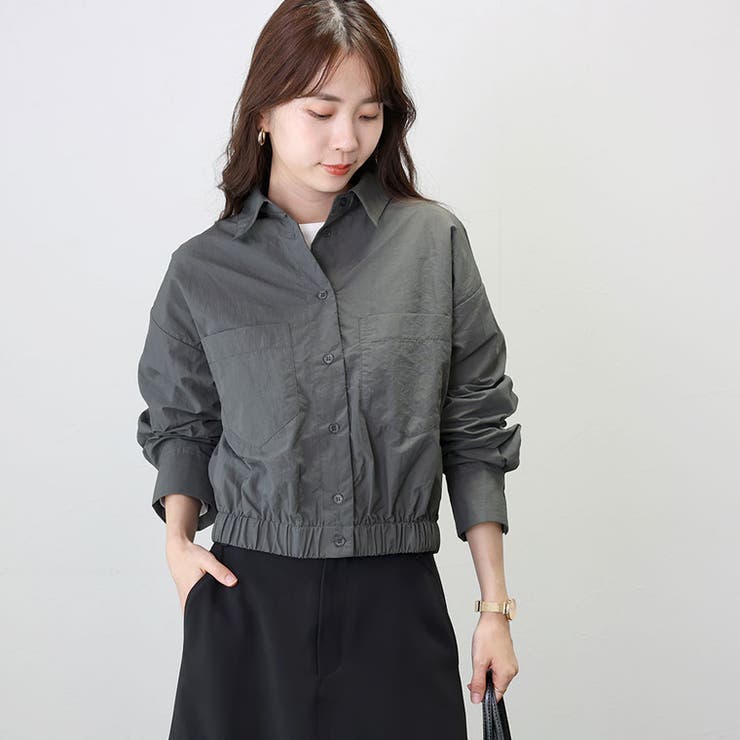 裾ギャザー両ポケシャツブルゾン | FUNNY COMPANY＋  | 詳細画像3 