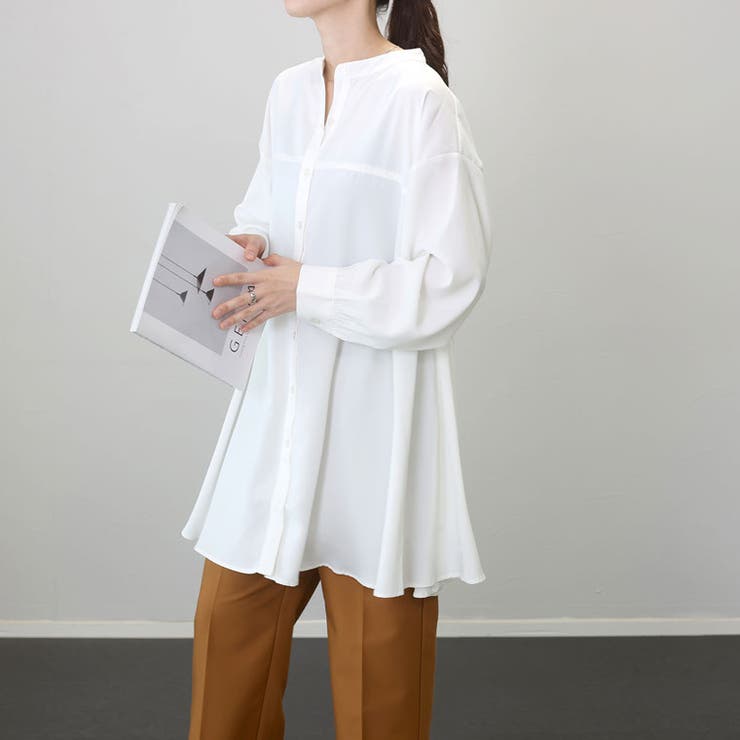 とろみツイルバックシャーリングシャツチュニック | FUNNY COMPANY＋  | 詳細画像3 