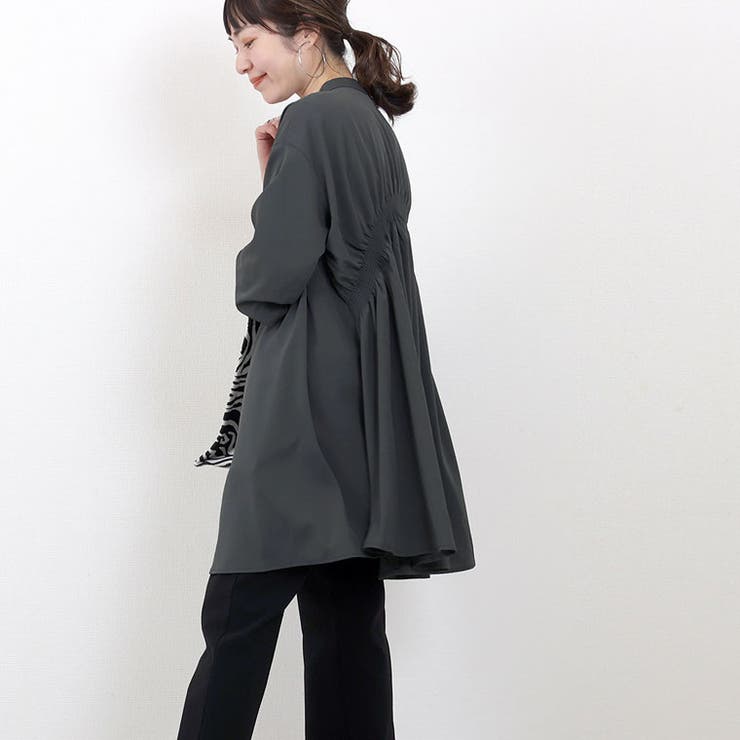 とろみツイルバックシャーリングシャツチュニック | FUNNY COMPANY＋  | 詳細画像18 