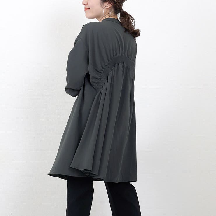 とろみツイルバックシャーリングシャツチュニック | FUNNY COMPANY＋  | 詳細画像13 