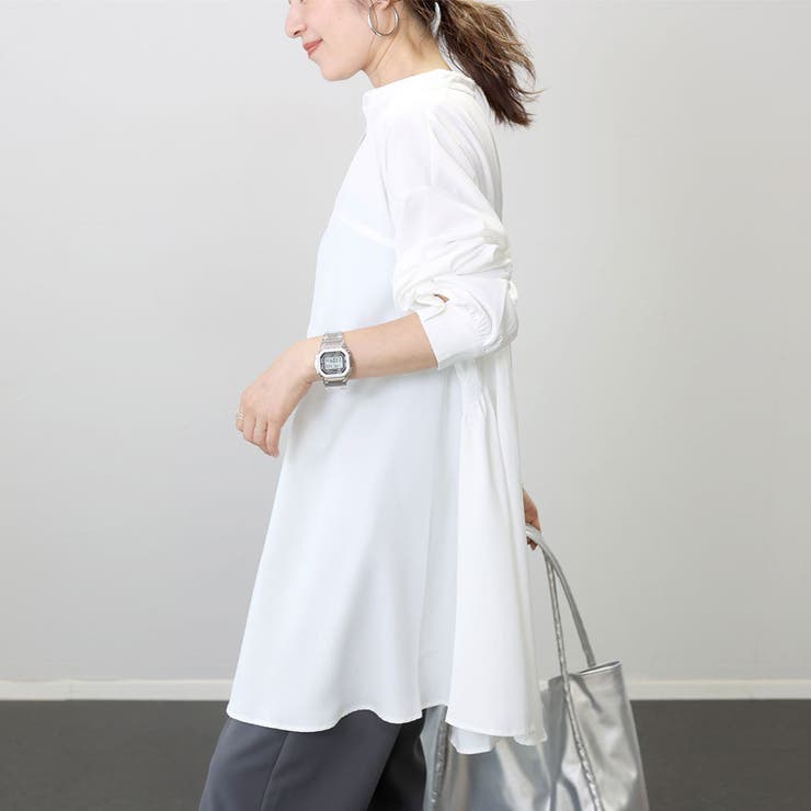 とろみツイルバックシャーリングシャツチュニック | FUNNY COMPANY＋  | 詳細画像14 