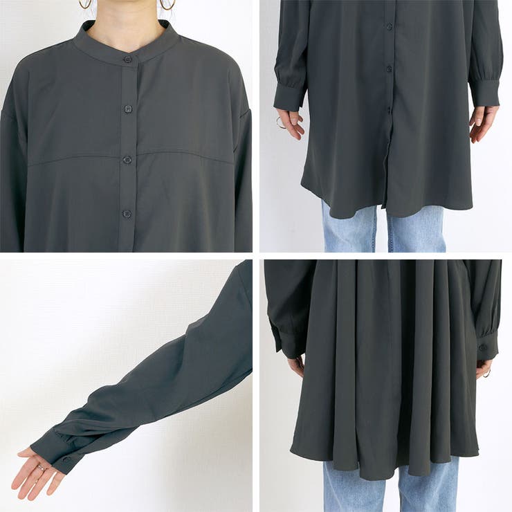 とろみツイルバックシャーリングシャツチュニック | FUNNY COMPANY＋  | 詳細画像20 