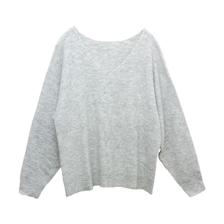 片畦編みVネックゆるニットプルオーバー | FUNNY COMPANY＋  | 詳細画像26 