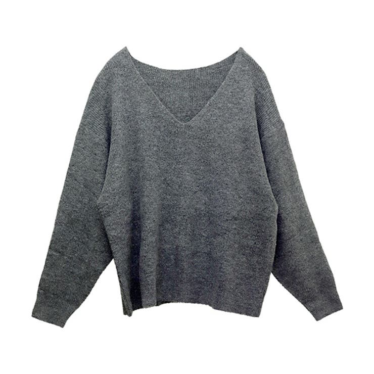 片畦編みVネックゆるニットプルオーバー | FUNNY COMPANY＋  | 詳細画像25 