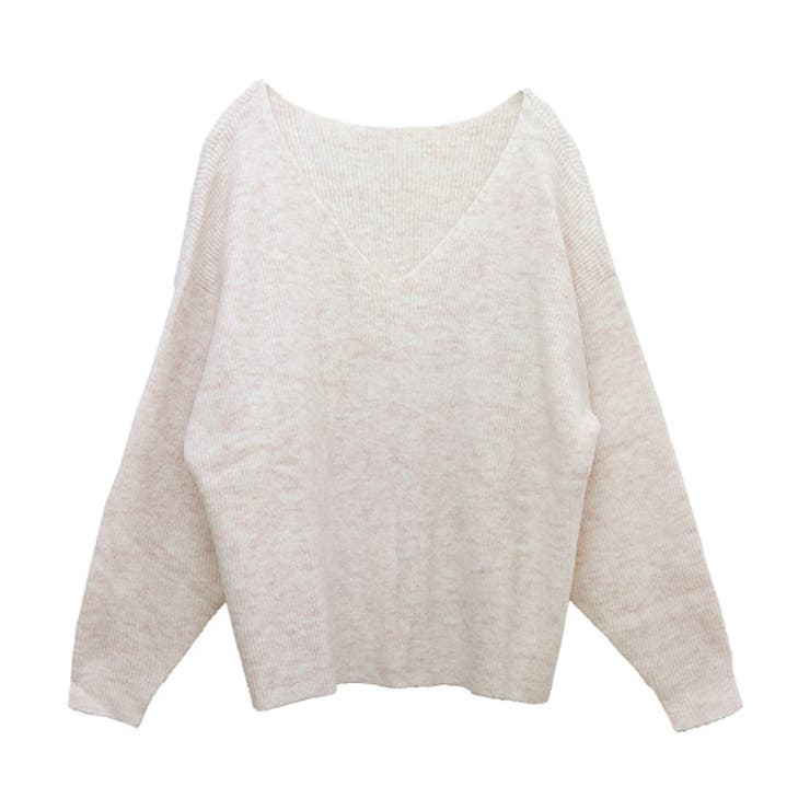 片畦編みVネックゆるニットプルオーバー | FUNNY COMPANY＋  | 詳細画像27 