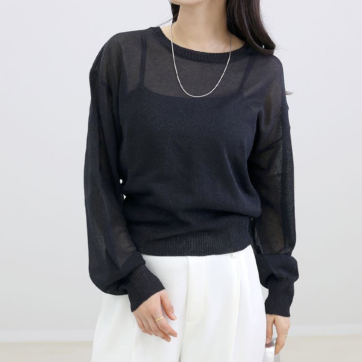 裾ボタン2WAYラメニットプルオーバー | FUNNY COMPANY＋  | 詳細画像3 