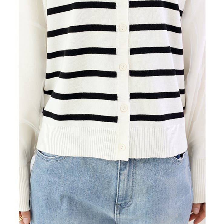 袖チュール重ねボーダー2WAYカーディガン | FUNNY COMPANY＋  | 詳細画像23 