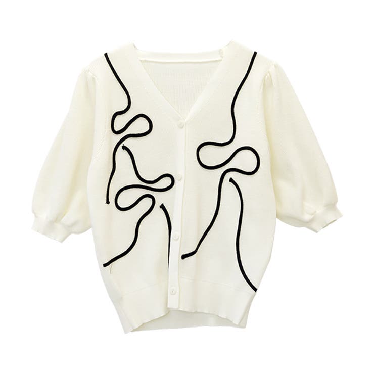 コード刺繍片畦Vネックカーディガン | FUNNY COMPANY＋  | 詳細画像26 