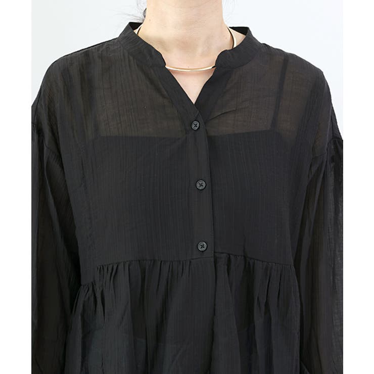 ギャザー切替前開きブラウス | FUNNY COMPANY＋  | 詳細画像21 