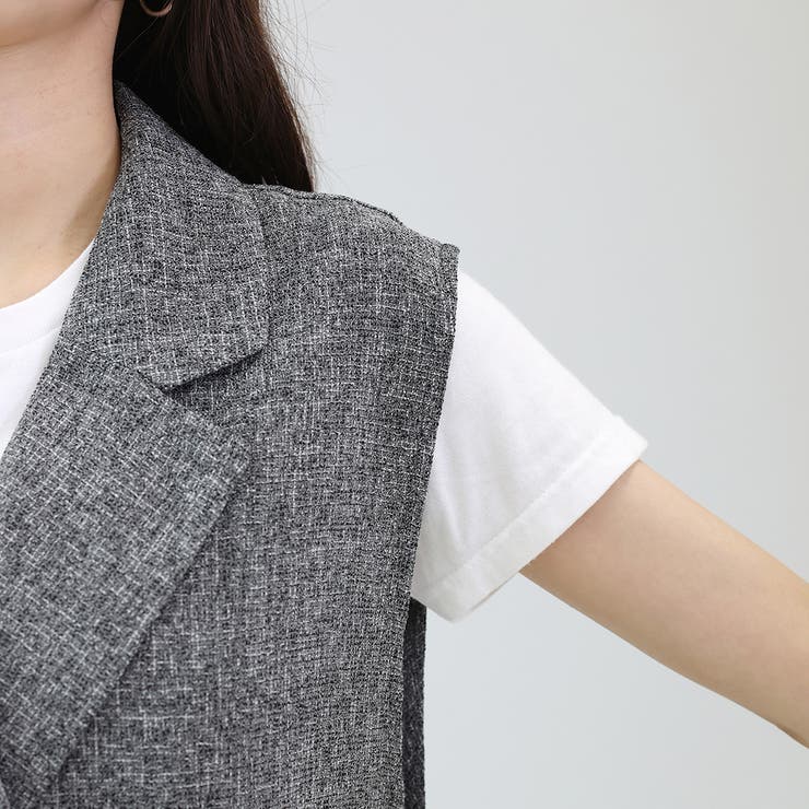 ミックスツイードベルト付テーラードベスト | FUNNY COMPANY＋  | 詳細画像22 