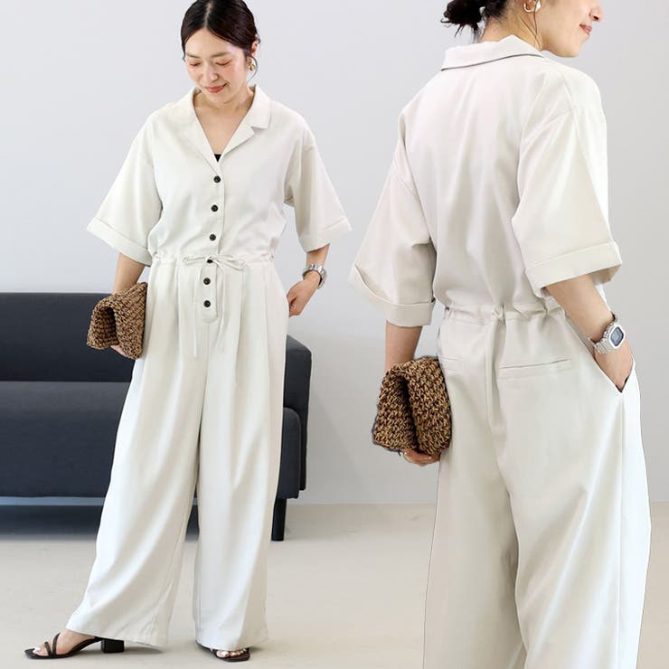 エステルツイル開襟オールインワンサロペット | FUNNY COMPANY＋  | 詳細画像7 