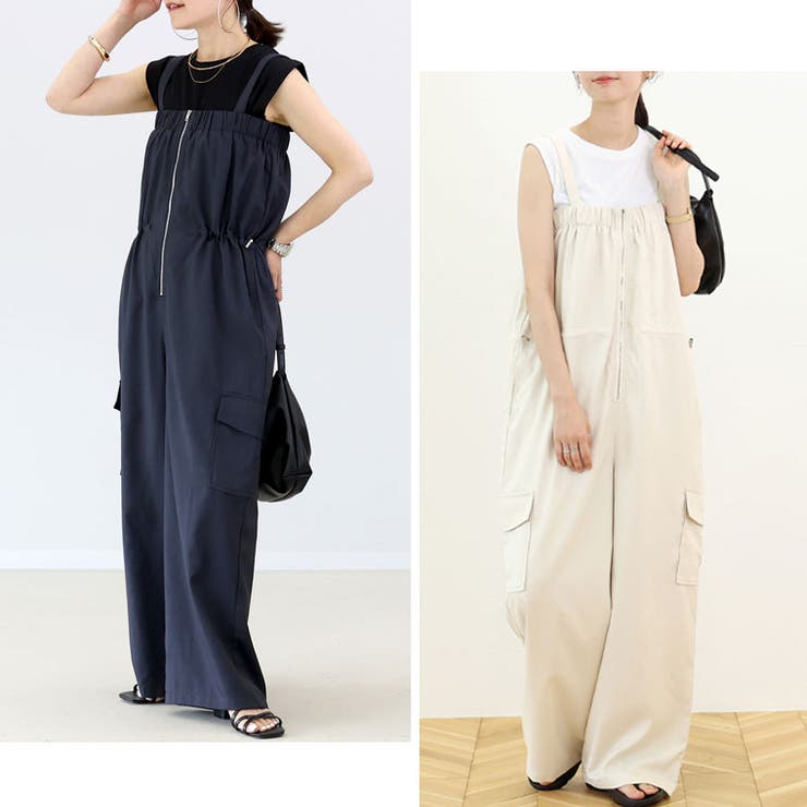 エステルツイルフロントジップ2WAYサロペット