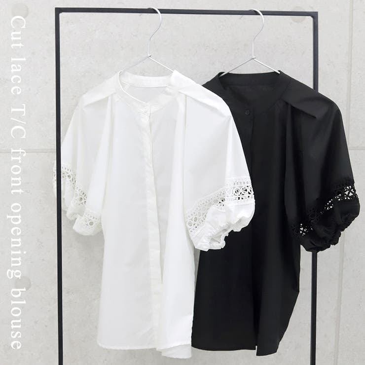 カットレース使いT/C前開きブラウス | FUNNY COMPANY＋  | 詳細画像8 