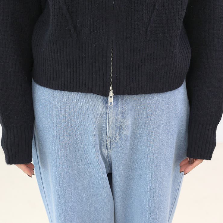 片畦編みハイネックダブルジップブルゾン | FUNNY COMPANY＋  | 詳細画像24 