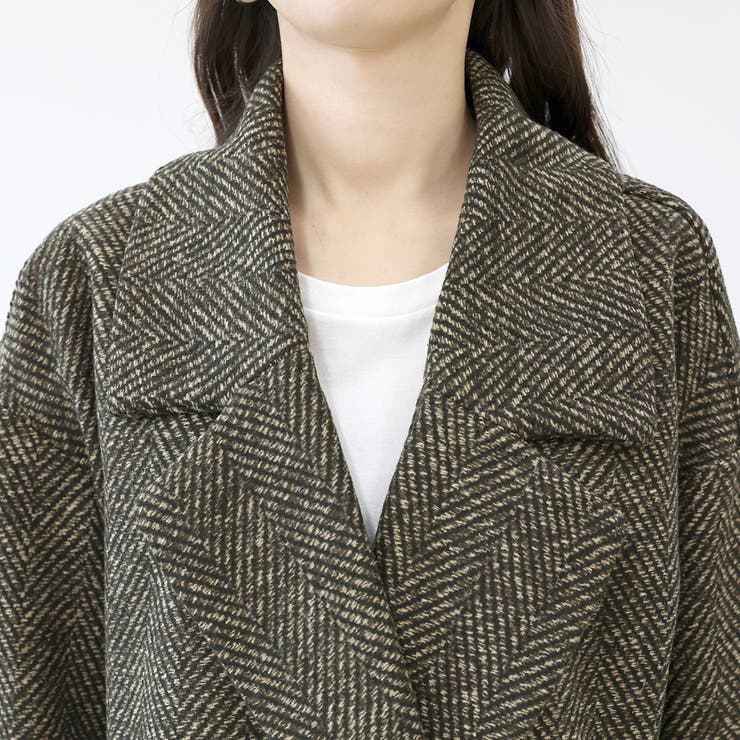 ヘリンボーンツイードダブルテーラードミドルコート | FUNNY COMPANY＋  | 詳細画像21 