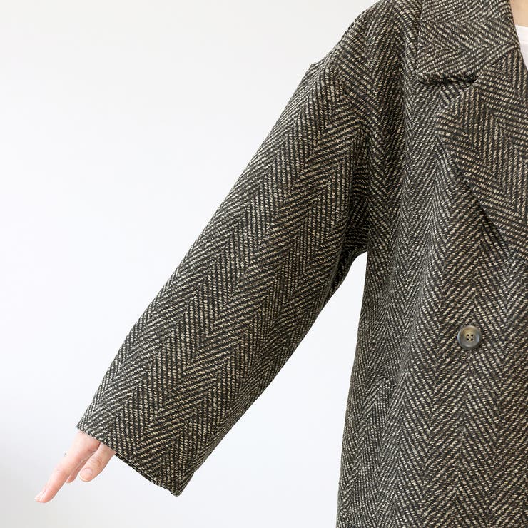 ヘリンボーンツイードダブルテーラードミドルコート | FUNNY COMPANY＋  | 詳細画像23 